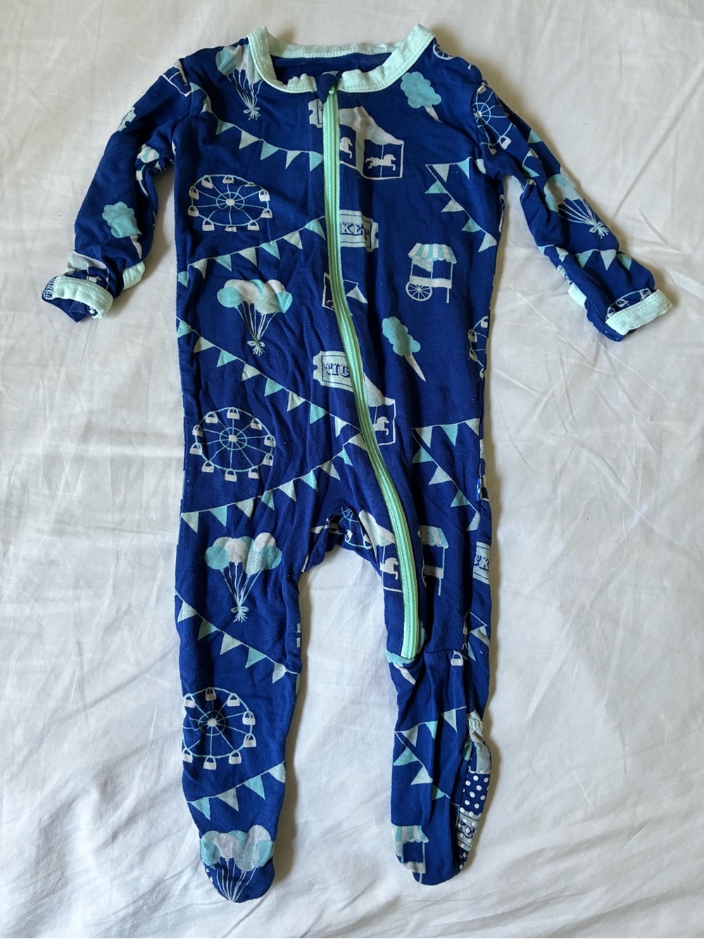 Kickee Pants Navy Blue Carnival-Print Footed One-Piece